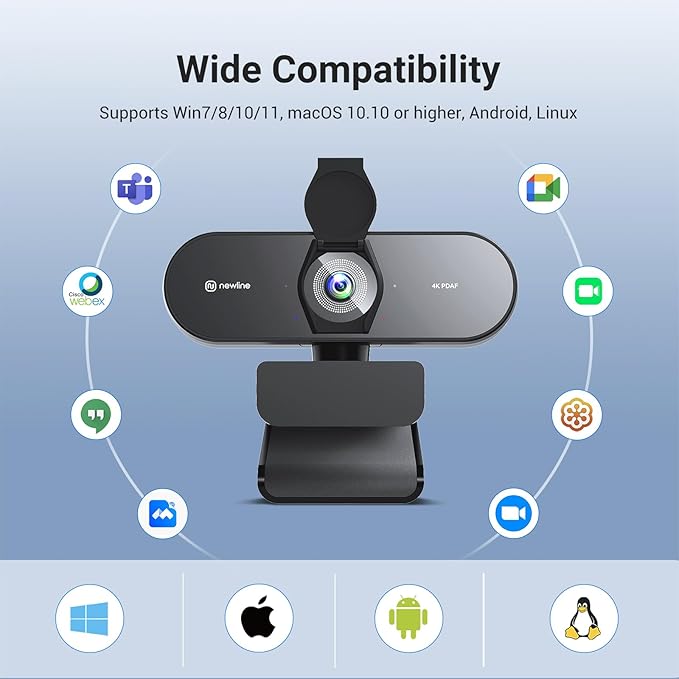 N newline 4K Webcam for PC, PDAF/CDAF Autofocus, 1080P@60FPS, 79° FOV, Auto - Image 8