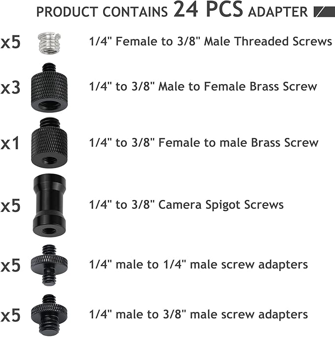 24 Pcs Camera Screw Adapter Set - Image 2