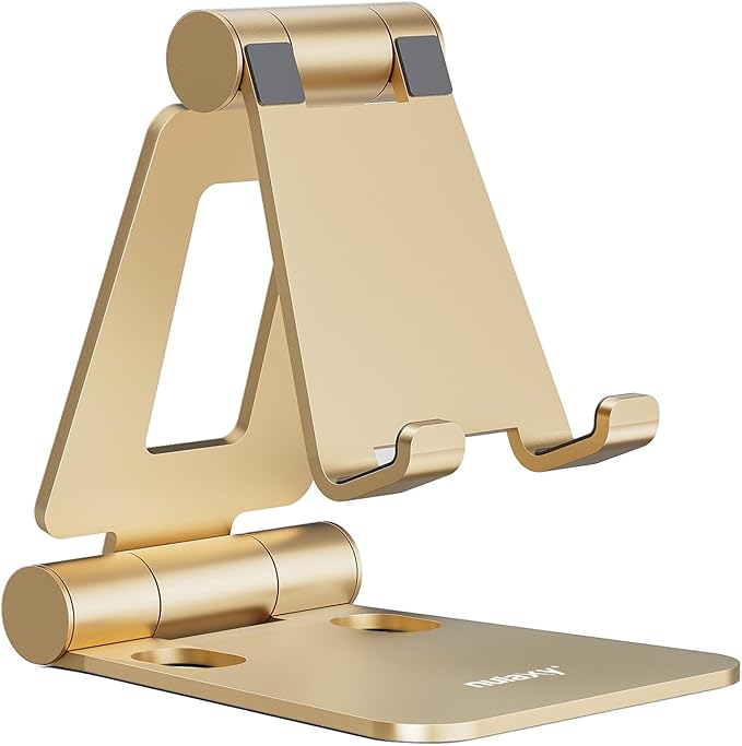 Nulaxy Dual Folding Cell Phone Stand, Fully Adjustable Foldable Desktop Phone by Nulaxy