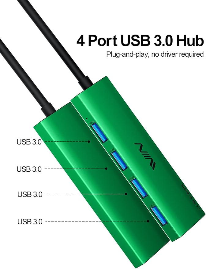 USB 3.0 Hub, 4 Port USB Splitter Extender Portable Adapter Multiport Data Hub - Image 2