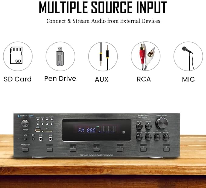 Vaiyer Home Audio System Kit, 6-Channel 6000 Watts Bluetooth Amplifier - Image 7
