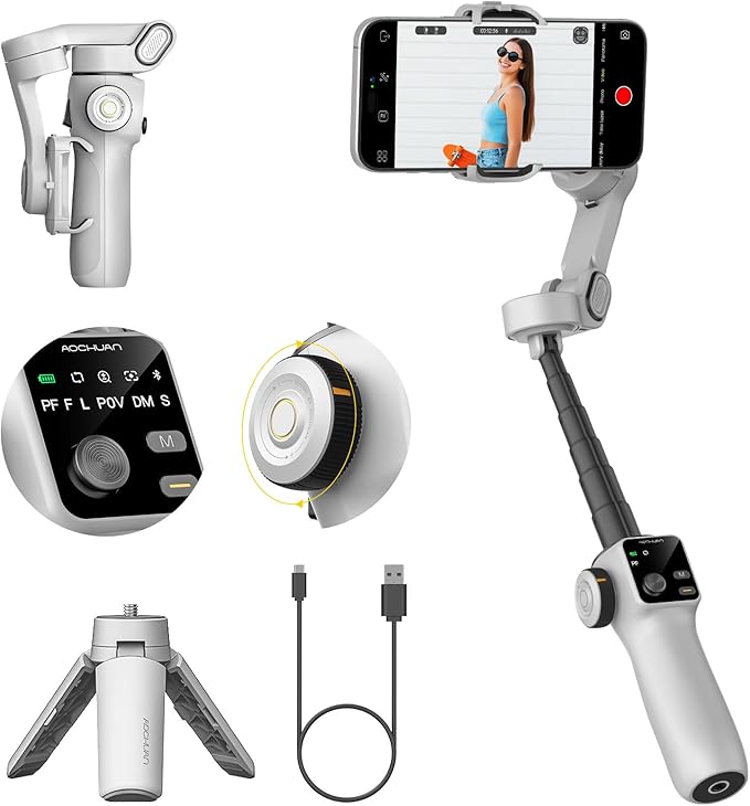 Gimbal Stabilizer for iPhone & Android, 3-Axis Phone Gimbal by AOCHUAN