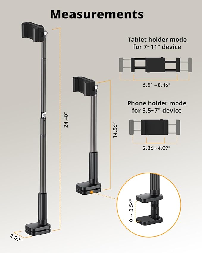 Phone Holder for Bed, 360° Rotation Cell Phone Stand, Flexible Long Arm - Image 4