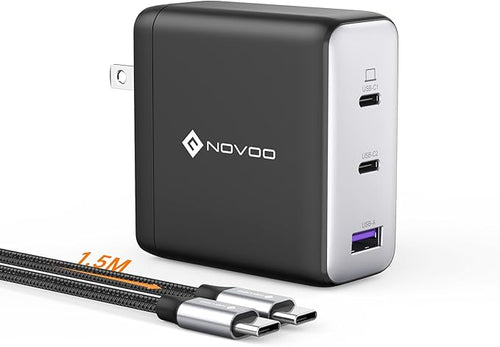 100W USB C Charger, 120W MacBook Pro Charger, 3-Port GaN Fast Charger by NOVOO