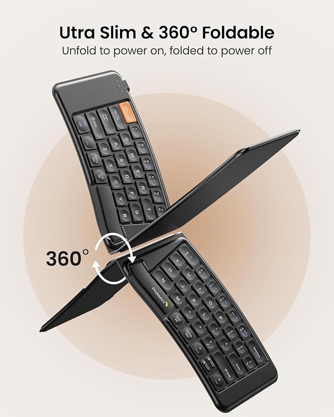 ProtoArc Ergonomic Foldable Keyboard Mouse, XKM03 Portable Folding Bluetooth - Image 3