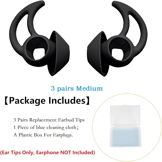 Silicone Earbud Tips 3 Pairs, Medium Replacement Eartips, Soft Earbud Tips - Image 2