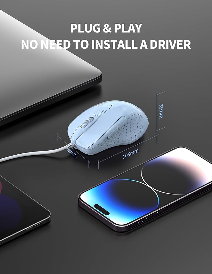 TECKNET Wired Mouse, 6-Button Corded - Image 6