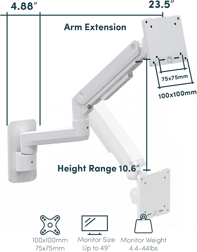 Monitor Wall Mount for 17-49 Inch Ultrawide Monitors, Single Monitor Arm Holds - Image 7