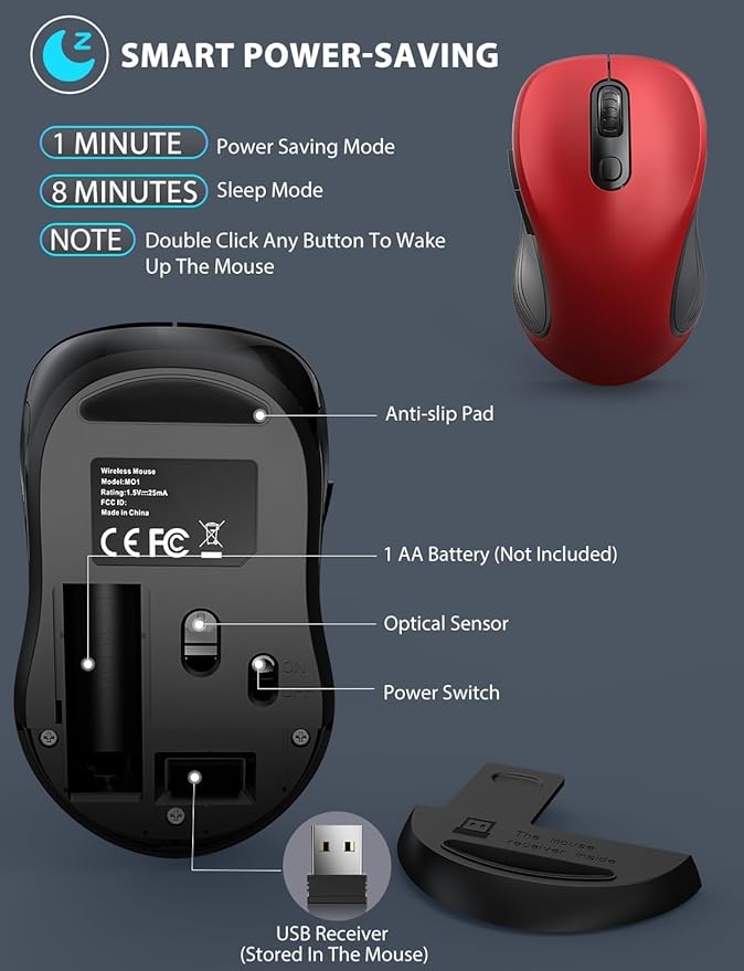 Trueque Wireless Mouse for Laptop, 2.4GHz Ergonomic Computer Mouse - Image 6