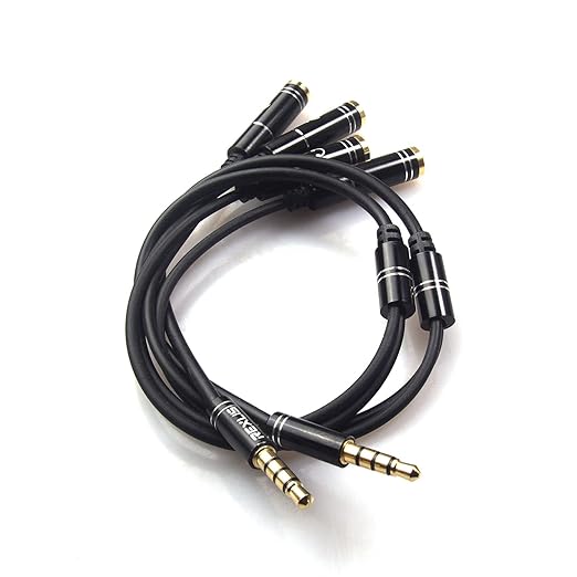 REXUS Black 2-Pack 3.5mm Y Splitter Stereo Audio Cable 4-Pole Male to 2 Female - Image 3