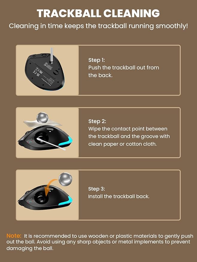SABLUTE Wireless Trackball Mouse, Ergonomic Bluetooth Rechargeable Computer - Image 7