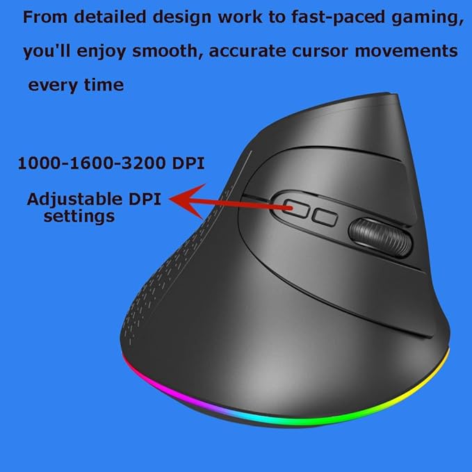 Wireless Mouse Bluetooth Rechargeable Dual Mode Ergonomic Vertical Large Carpal - Image 8