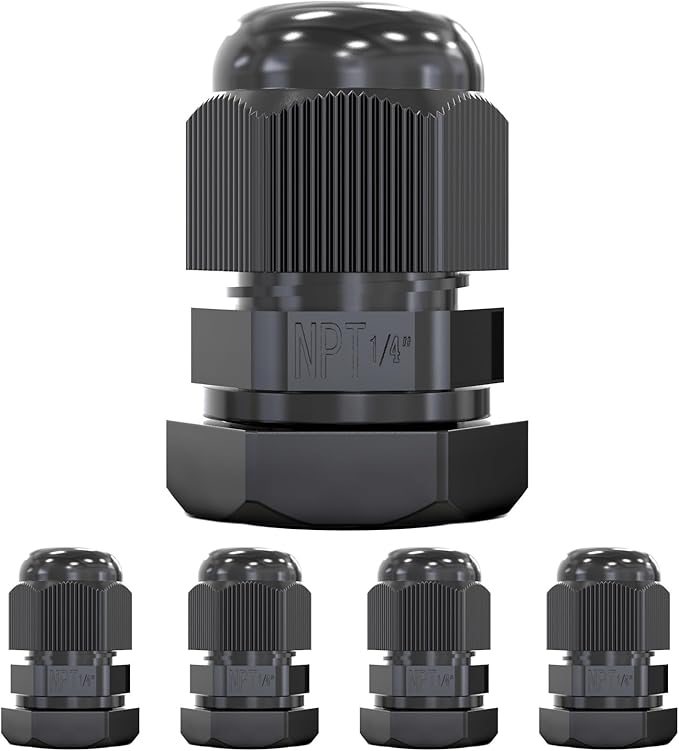 MGI SpeedWare 1/4" NPT Strain Relief Nylon Cord Grip Cable Glands by MGISpeedWare