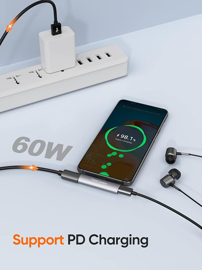 CableCreation USB C Splitter, 2-in-1 USB C Audio and PD Charging Adapter - Image 3