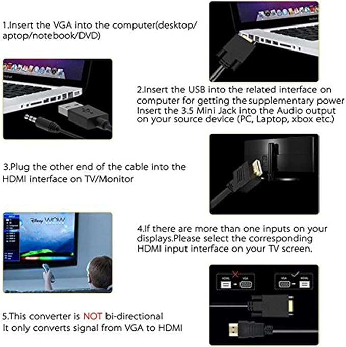 VGA to HDMI, 1080P Adapter for Computer, HDTV - Image 7