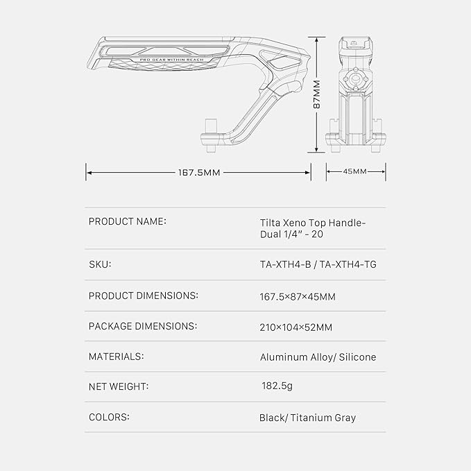 Tilta Xeno Top Handle for Filmmakers & Cameras-Titanium Gray | Aluminum Alloy - Image 9