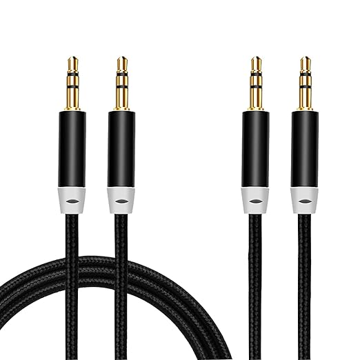 3.5mm Nylon Braided Stereo Audio Cable, 4.9ft/1.5m Male to Male Aux Cord Audio - Image 2