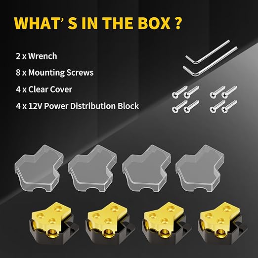 12V Power Distribution Block Car Audio 2 Way 0/2/4 Gauge in 4/6/8 Gauge Out - Image 7