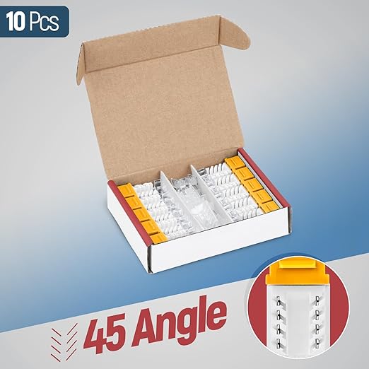 Everest 45° Angled RJ45 Cat6 Keystone Jacks 10-Pack in Yellow - Image 2