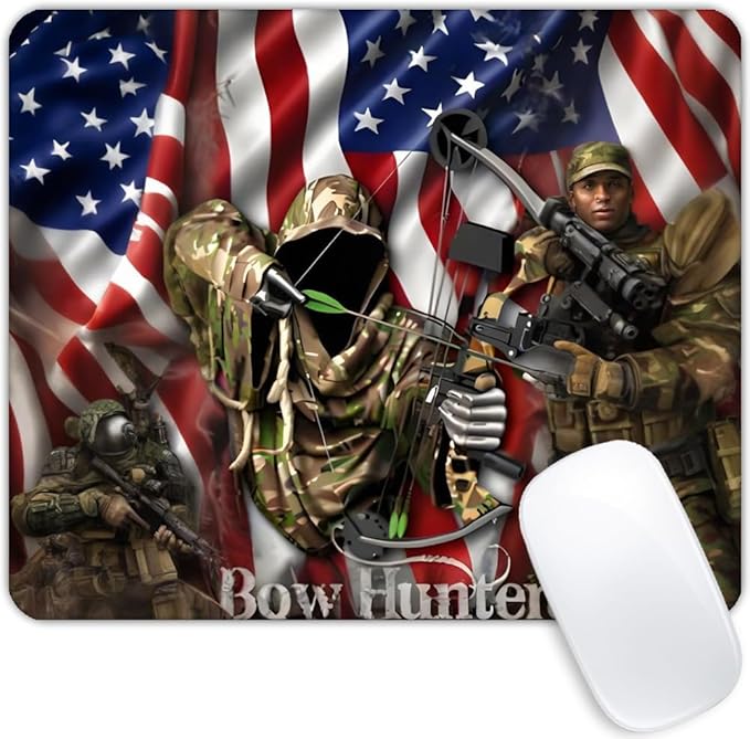 Bow Hunter American Flag Camo Mouse pad Customized Mousepad Non-Slip Rubber by Goodsprout