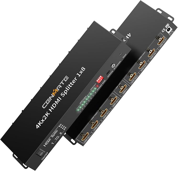 4K 1x8 HDMI Splitter 1 in 8 Out, 8 Port HDMI Splitter Support 4Kx2K@30Hz by Cenmate