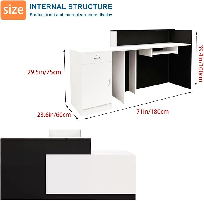 Reception Desk with Counter Modern Checkout Counter with Lockable Drawer - Image 4
