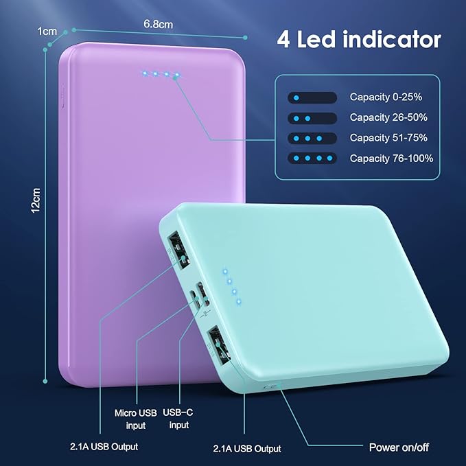 Portable Charger Power Bank 10000mAh, Ultra Slim Compact External Battery Pack - Image 6