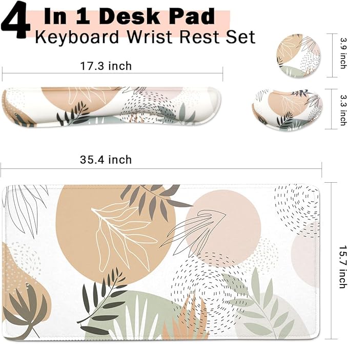 Keyboard Mouse Pad Set, Extended Mouse Pad+Keyboard Wrist Rest Support - Image 2