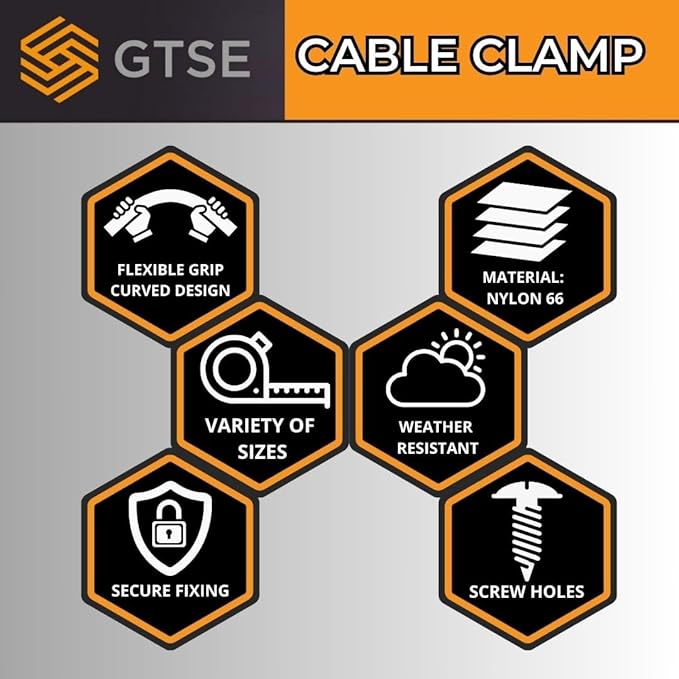GTSE Black Nylon Plastic Cable Clamps, 1/2" Screw Mounts - Image 7