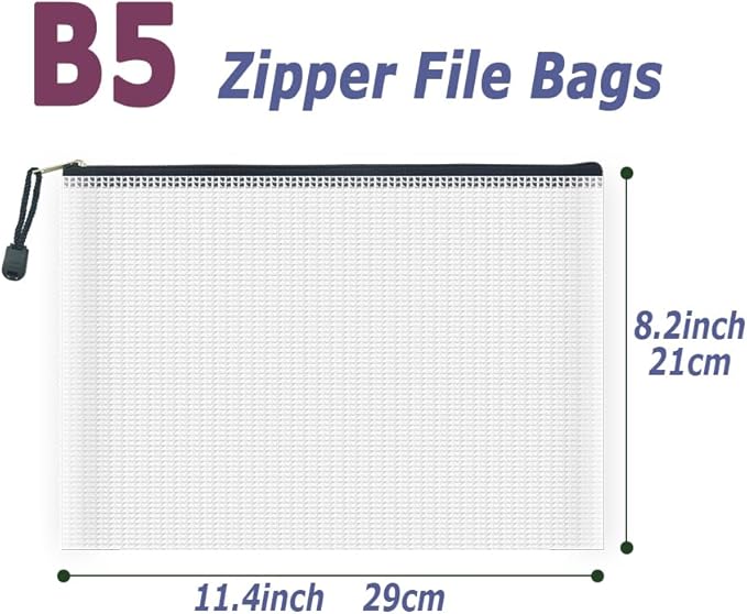 AUSTARK 10 Pcs Zipper File Bags, Waterproof Plastic Mesh Pouch - Image 2