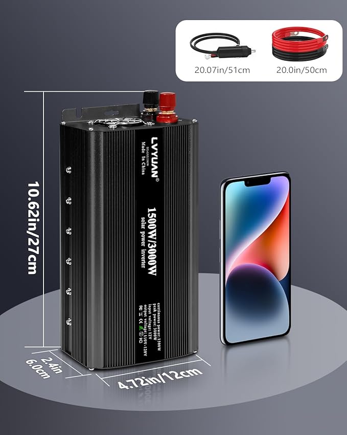 LVYUAN 1500W Inverter Car Power Inverter 12V to 110V - Image 6
