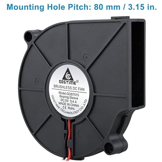 GDSTIME 75mm USB Fan, 75mm x 15mm Blower Fan, 5V DC Brushless Cooling Fan - Image 2