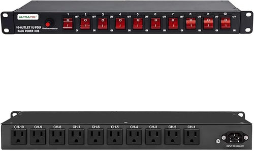 10-Outlet 1U Horizontal PDU Rack Mount Power Strip by AProfessionalPoEManufacturer