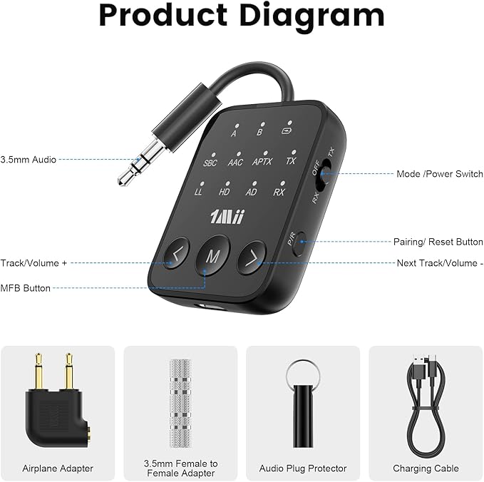 1Mii Bluetooth 5.3 Transmitter Receiver 2-in-1, aptX Adaptive & Low Latency - Image 9