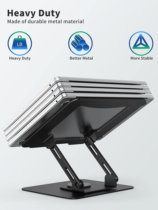 SOUNDANCE Laptop Stand with 360° Rotating Base, Ergonomic Computer Riser - Image 5