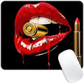 Red Lip Bite Bullet Mouse pad Customized Mousepad Non-Slip Rubber Base Mouse by Goodsprout