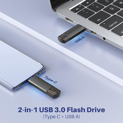 128GB USB C Flash Drive Dual USB 3.0 Flash Drive Type C + USB A Portable Type-C - Image 2