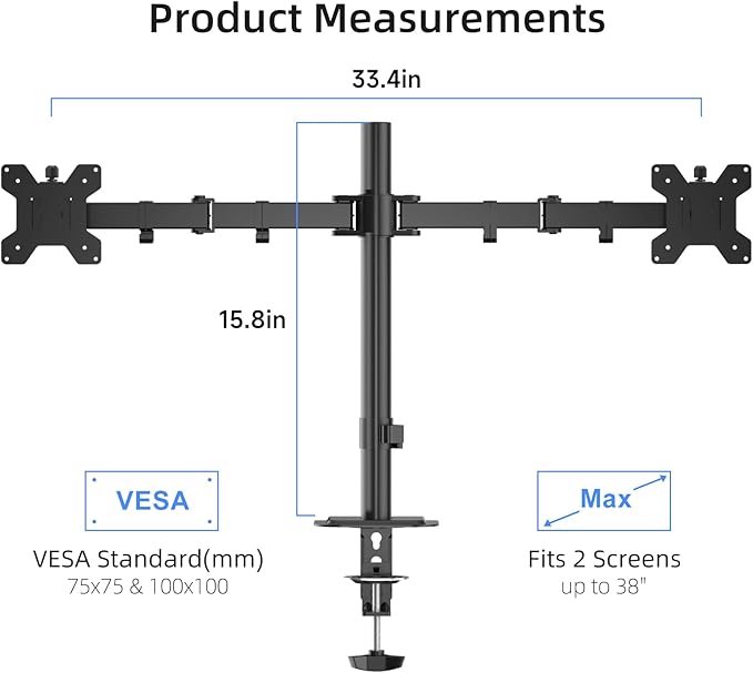 Suptek Dual Monitor Arm Desk Mount, Ultrawide Dual Monitor Arm - Image 2