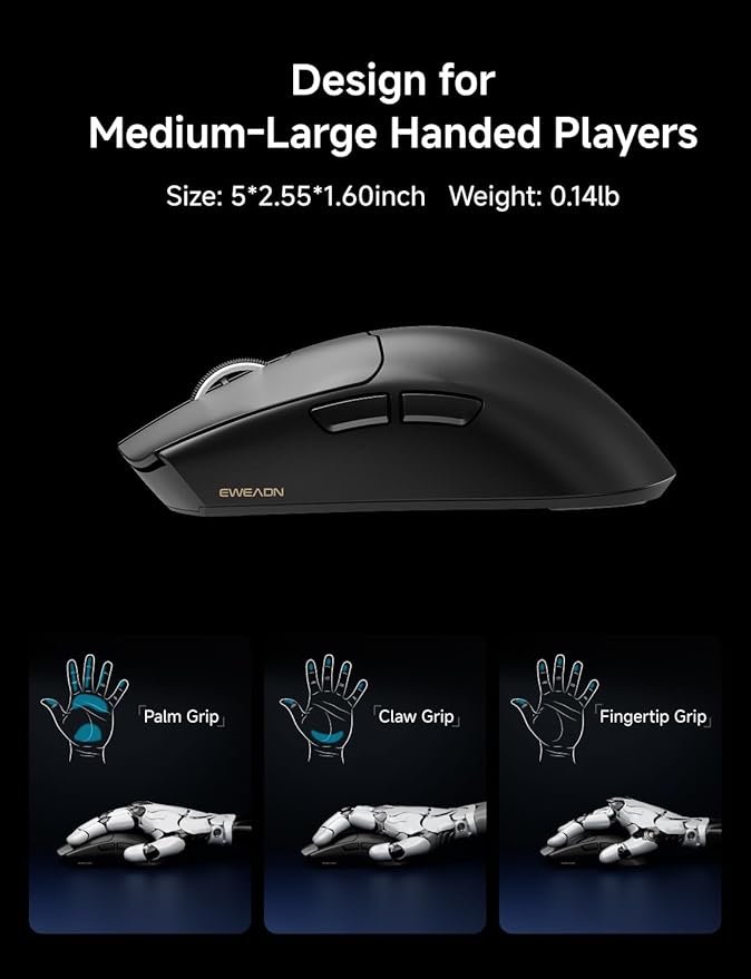 S9 Wireless Gaming Mouse, 59G Ergonomic Computer Mouse, Triple Modes, 8K Polling - Image 6