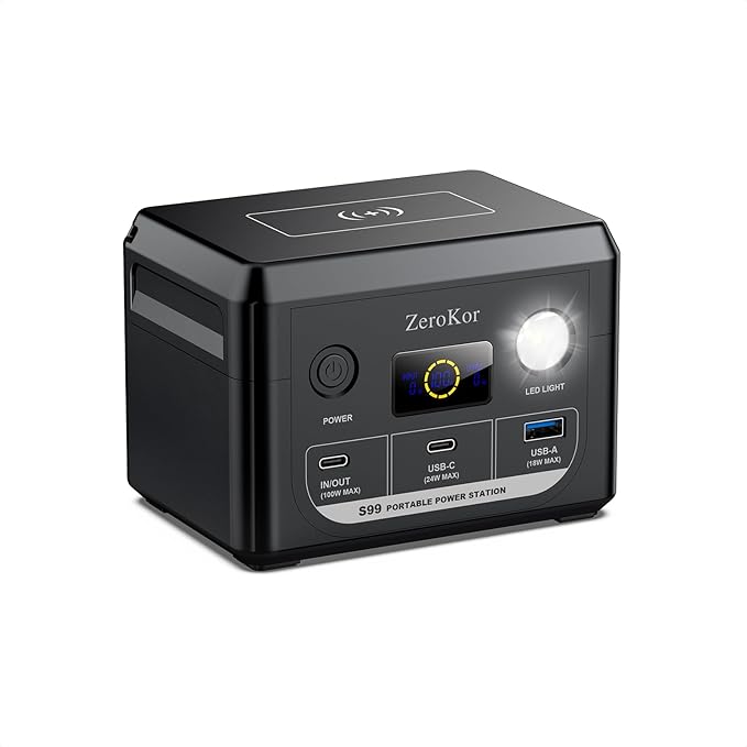 100W Portable Power Station, 96Wh Small Generator 30000mAh LiFePO4 Battery by ZeroKor