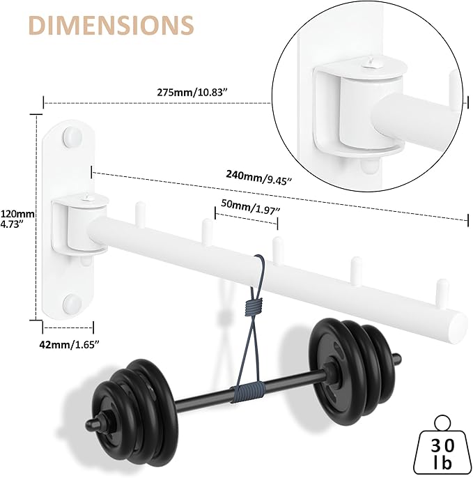 Swing Clothes Hanger Rack, Garment Racks Wall Mounted Clothes Bar-Hanger Holder - Image 7
