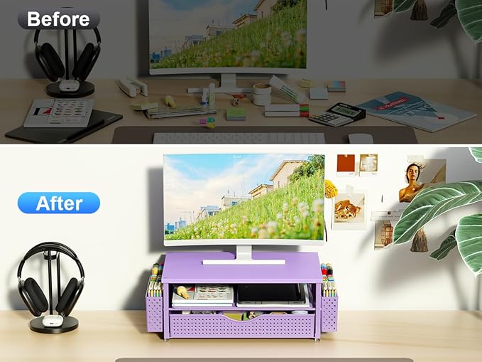 Desk Organizer and Accessories, Computer Monitor Stand Riser - Image 2