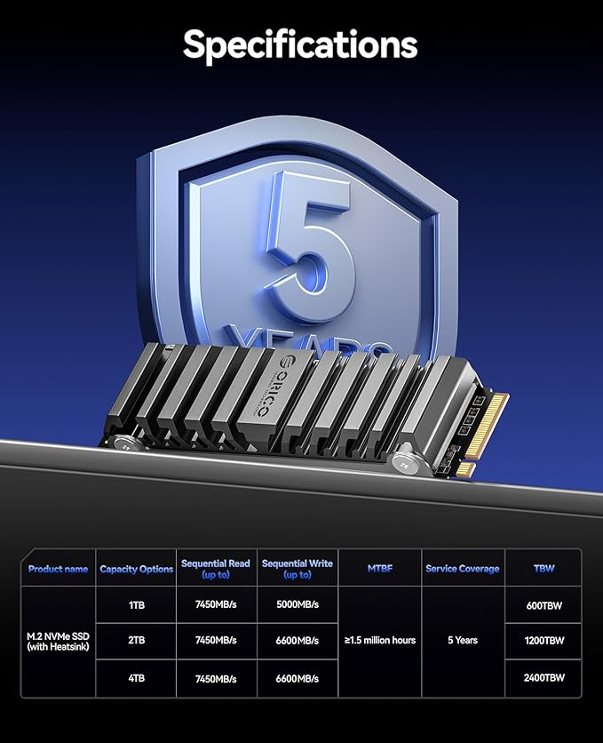 ORICO OS5 2TB M.2 SSD for PS5 Storage Expansion, M.2 PCIe 4.0 NVMe Gaming SSD - Image 9