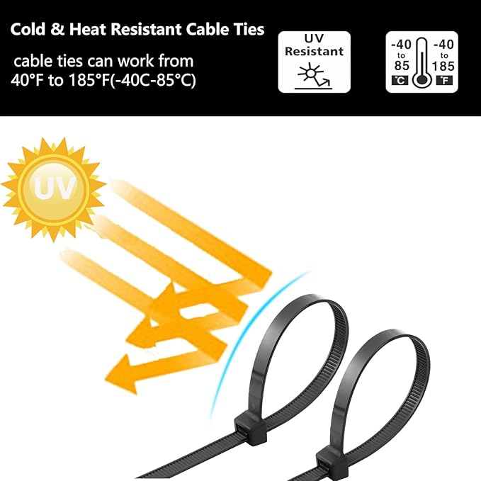 Zip Ties Assorted Sizes 300 Pack, 12+14+18 Inch, 300LBS Tensile Strength Heavy - Image 5