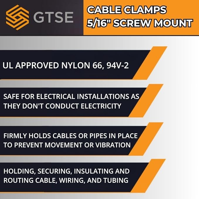GTSE White Nylon Plastic Cable Clamps, 5/16" Screw Mounts - Image 6