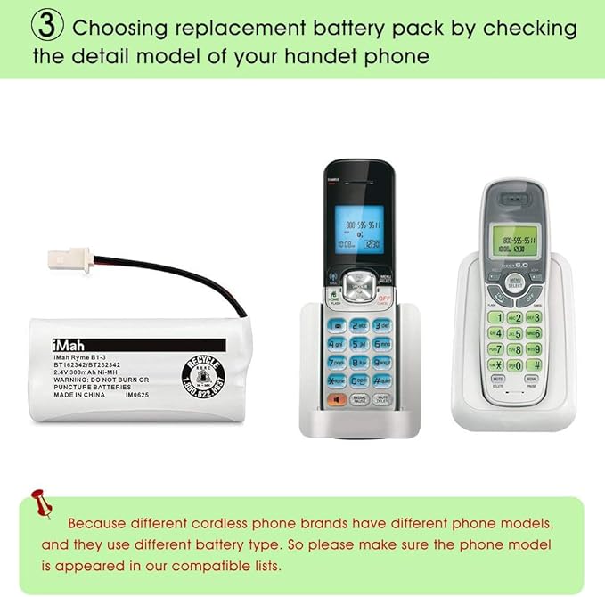 iMah BT162342 BT262342 Cordless Phone Batteries Compatible - Image 6