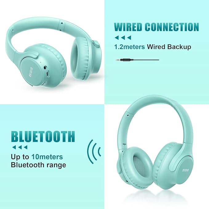 KVIDIO Bluetooth Headphones Over Ear, 65 Hours Playtime Wireless Headphones - Image 5