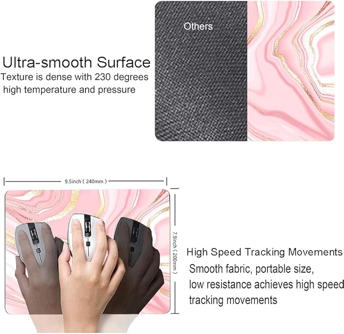 Hokafenle Mouse Pad Marble, Square Cute Mouse Mat Waterproof Mousepad Non-Slip - Image 3