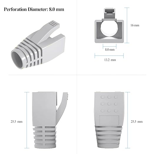 100Pack RJ45 Boot Cover, Cat5 Cat6 Cat6A Ethernet Network Cable Strain Relief - Image 2