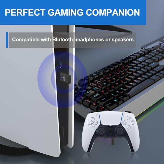 USB C Bluetooth Adapter for ps5/PS4, Dual Connection Wireless Audio Adapter Low - Image 4